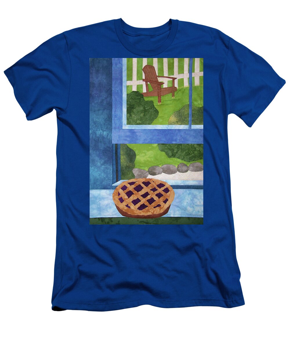 Art Quilt T-Shirt featuring the tapestry - textile My Soul in a Blackberry Pie by Pam Geisel