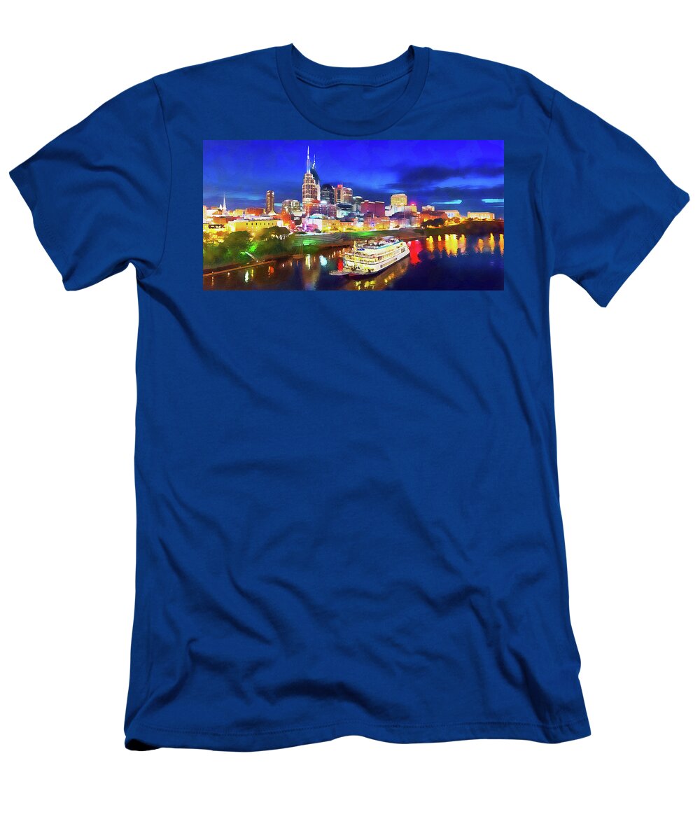 Nashville T-Shirt featuring the painting Nashville, Tennessee - 04 by AM FineArtPrints