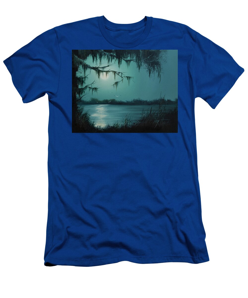 Landscape T-Shirt featuring the painting Night Flight by Lynne Pittard