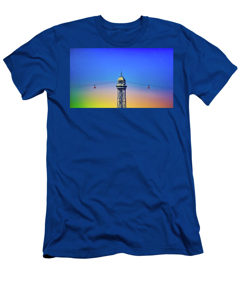 Port Cable Car T-Shirt featuring the photograph Port Cable Car in Barcelona by Darryl Brooks