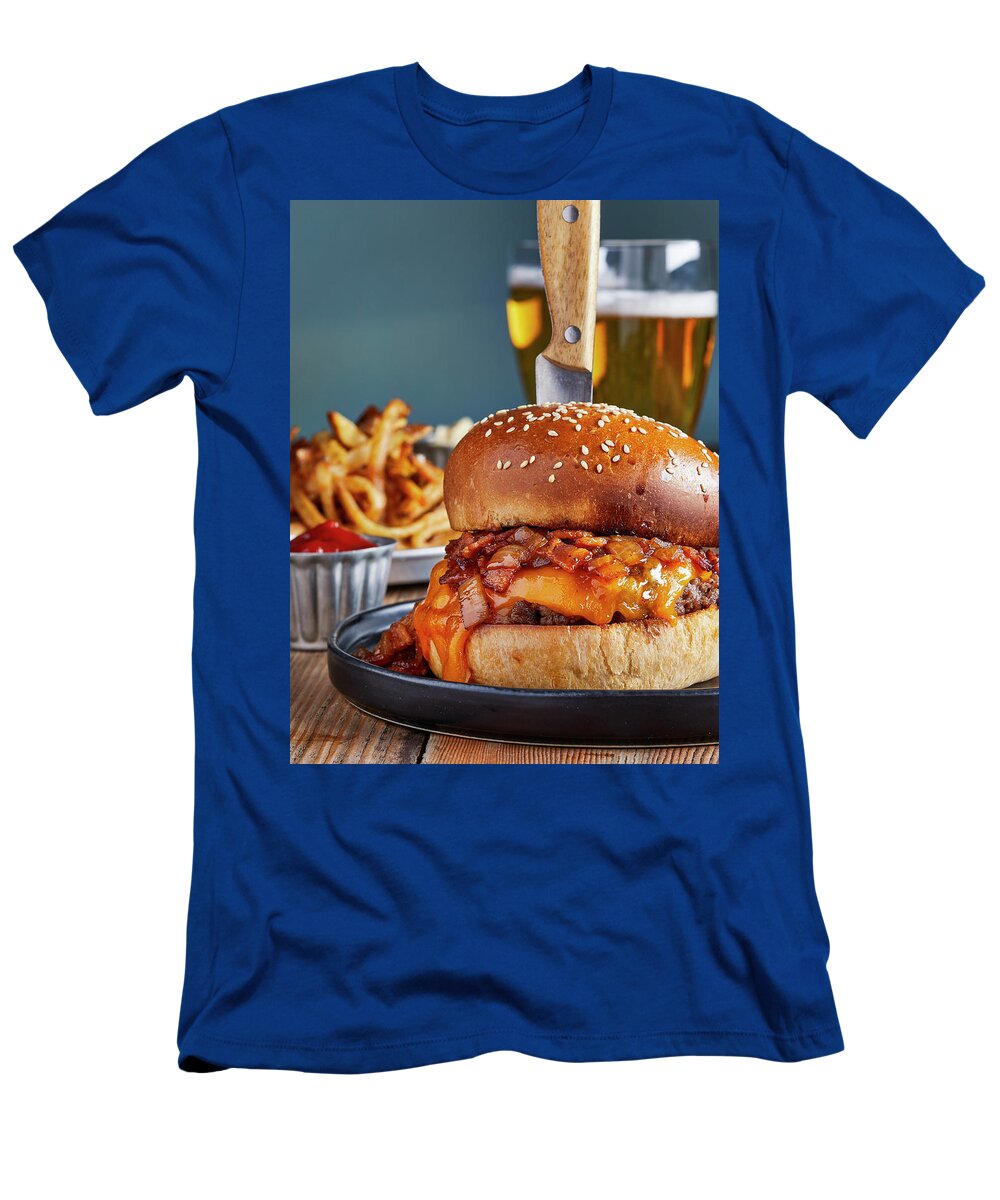 Pub T-Shirt featuring the photograph Pub burger and fries by Cuisine at Home