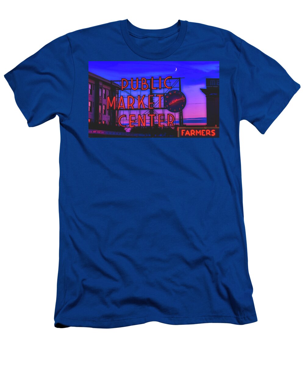 Pike Place Market T-Shirt featuring the photograph Public Market Center - Seattle by Mountain Dreams