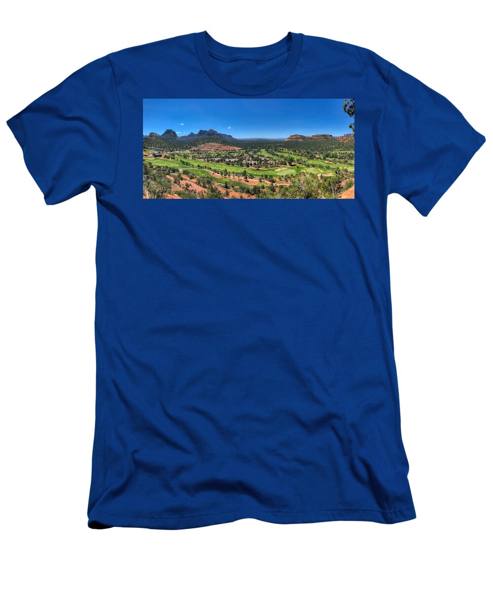 Sky T-Shirt featuring the photograph Seven Canyons Golf Course Panorama by Anthony Giammarino