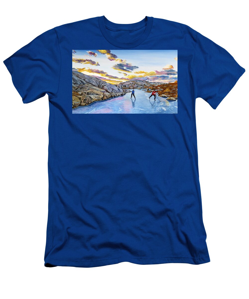 Shinny T-Shirt featuring the painting Shinny at Rock Pool Pond by Marilyn McNish