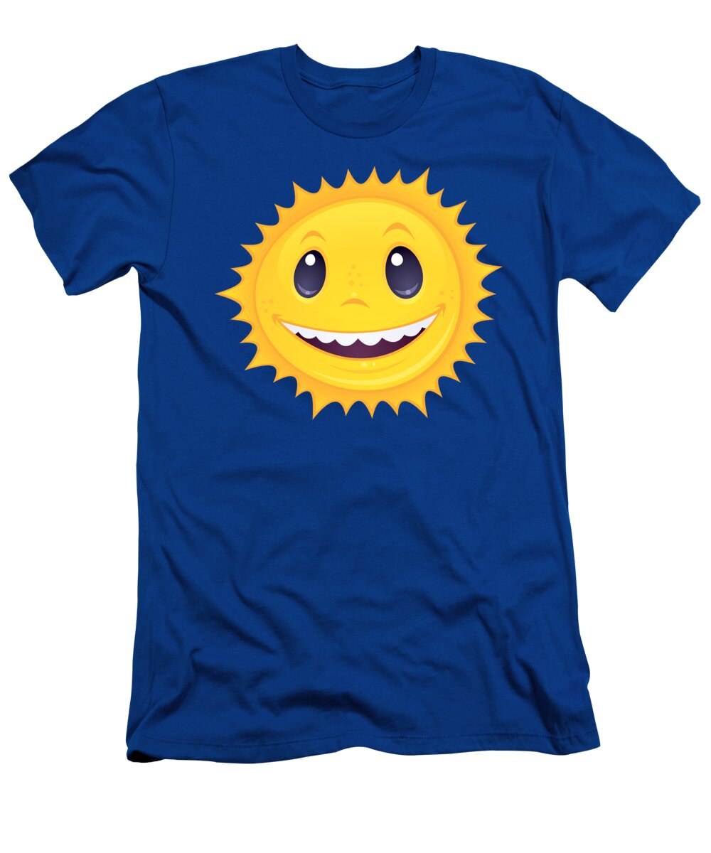 Face T-Shirt featuring the digital art Smiley Sun by John Schwegel