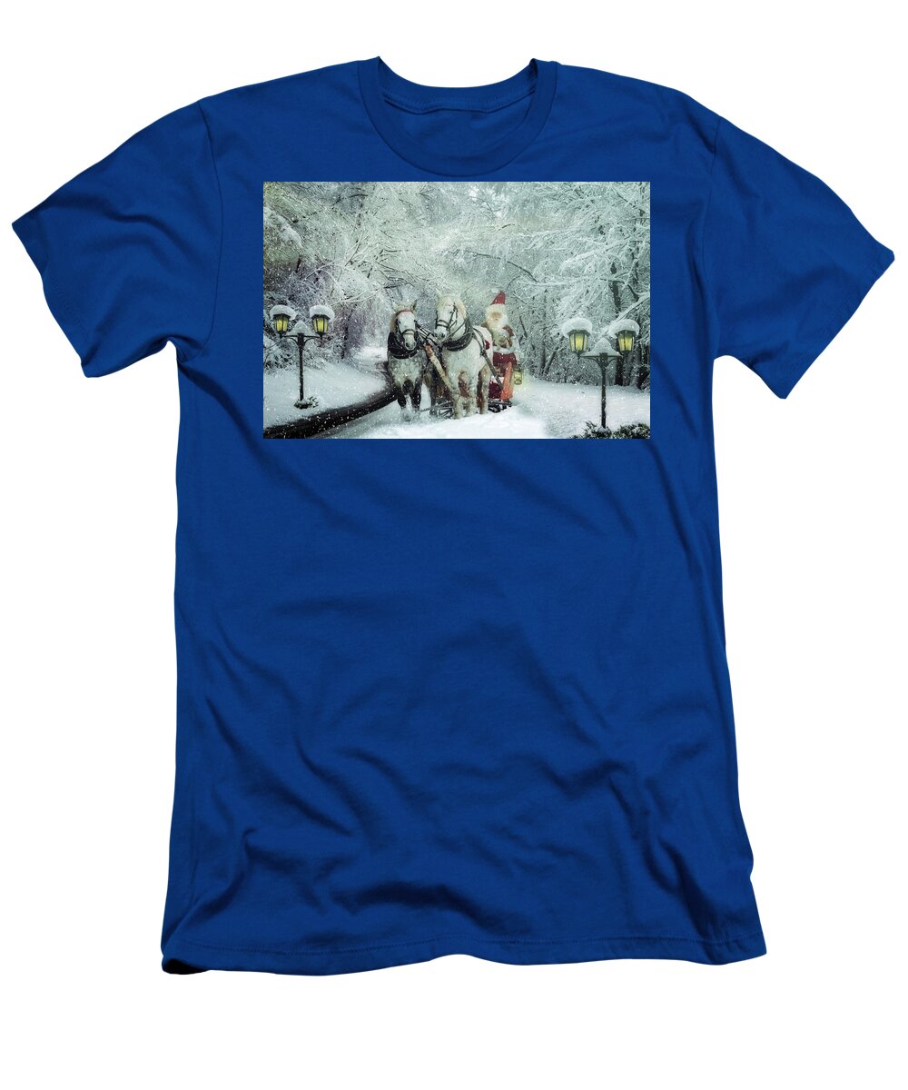 Christmas T-Shirt featuring the digital art Snowy Old Saint Nick by Debra and Dave Vanderlaan