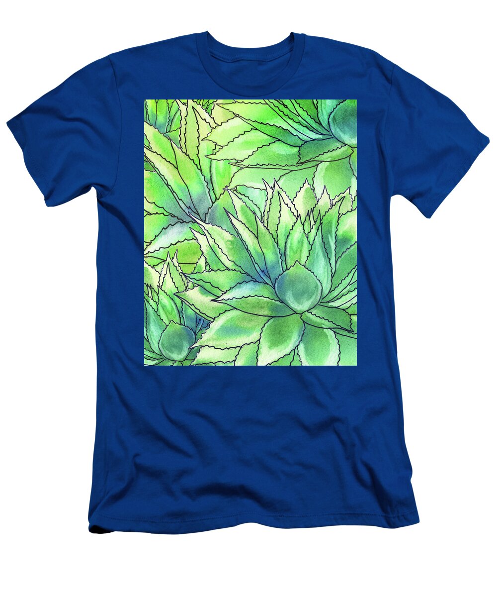 Succulent T-Shirt featuring the painting Succulent Garden Watercolor Composition II by Irina Sztukowski