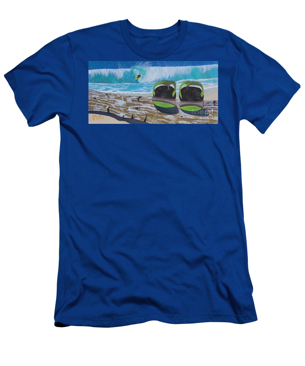Surf's Up T-Shirt featuring the painting Surf's Up, Sandals Down by Elizabeth Dale Mauldin
