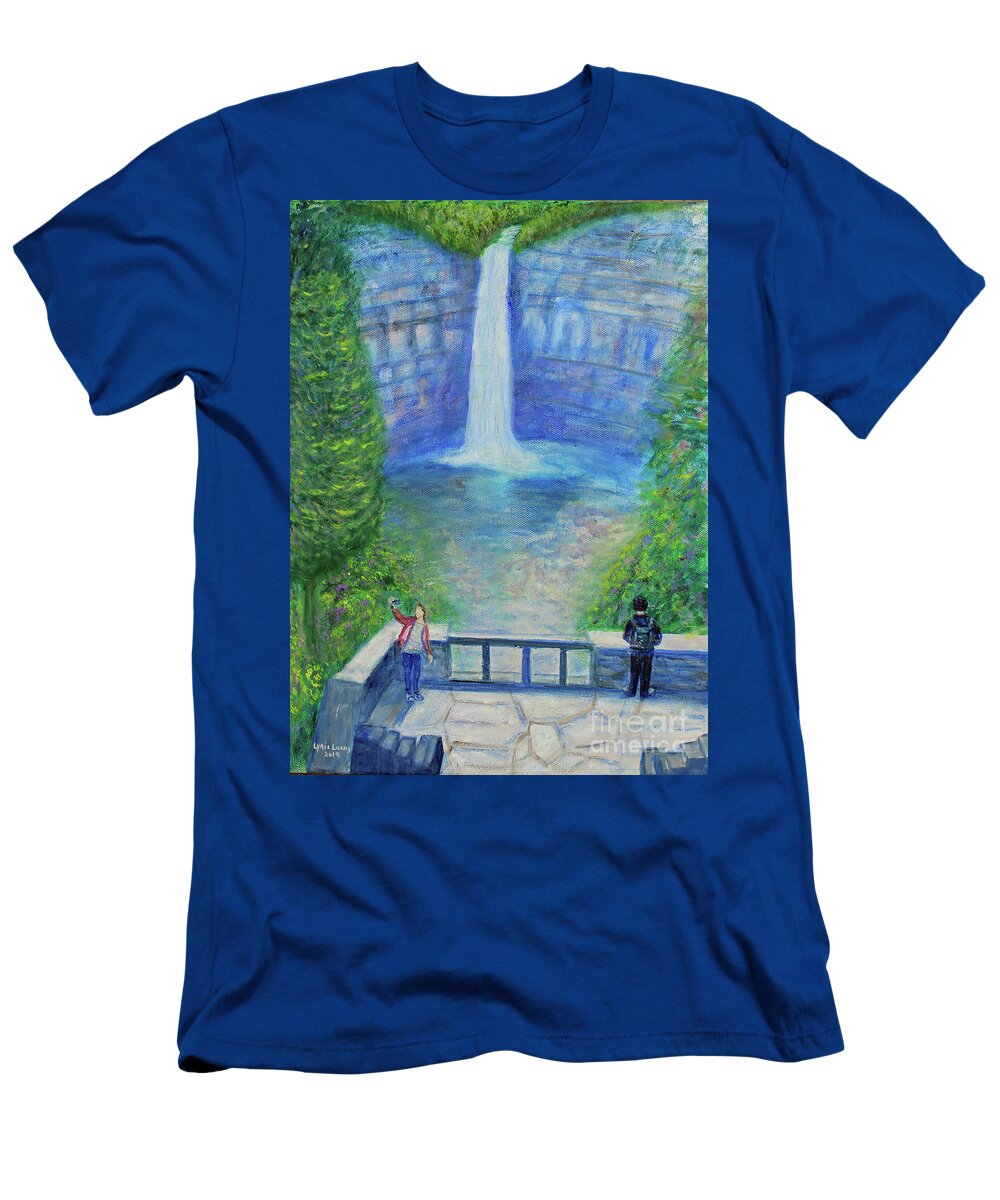 Landscape T-Shirt featuring the painting Taughannock Falls by Lyric Lucas