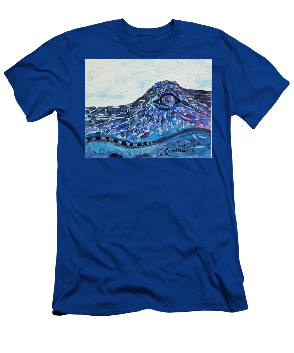 Alligator T-Shirt featuring the painting The Gator Blues by Ann Frederick