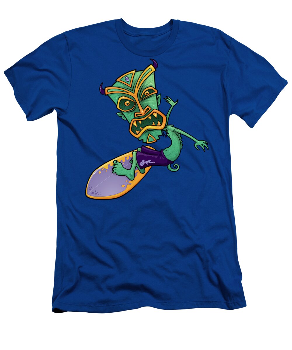 Shark T-Shirt featuring the digital art Tiki Surfer by John Schwegel