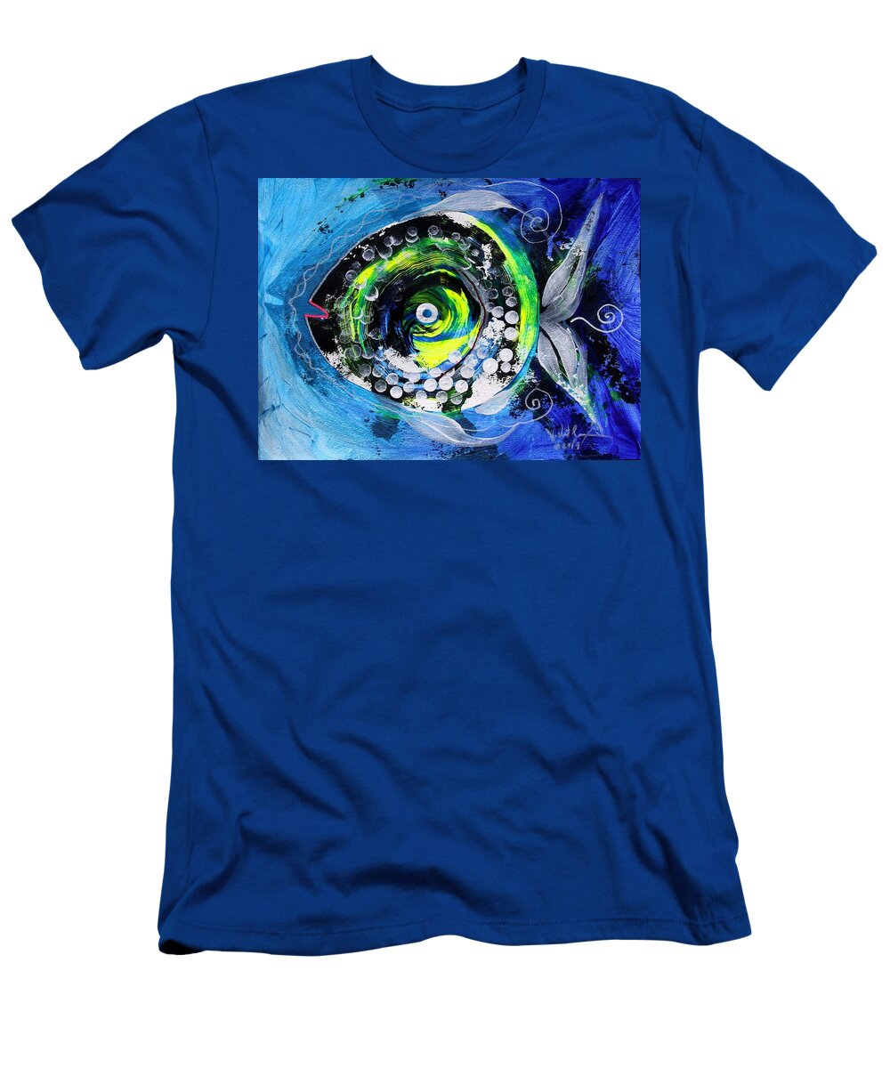 Fish T-Shirt featuring the painting Transsexual Echo Fish by J Vincent Scarpace