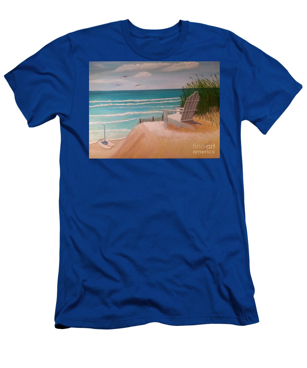 Sand Dune T-Shirt featuring the painting Watching the Breakers by Elizabeth Mauldin