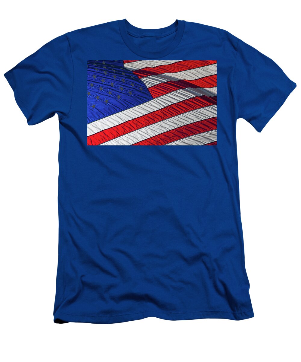 American Flag T-Shirt featuring the photograph Waving American Flag by David Smith