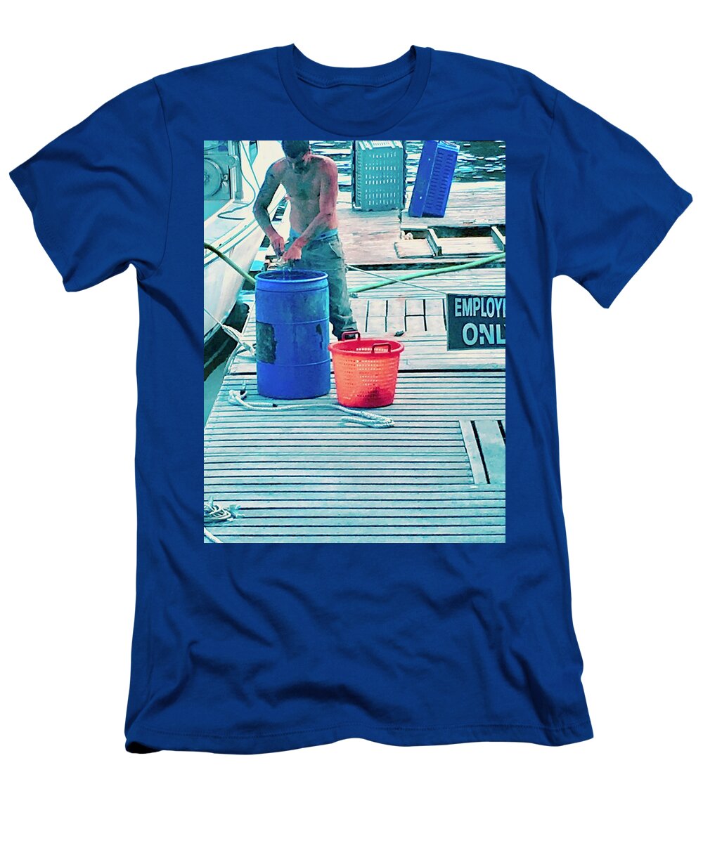 Employees Only T-Shirt featuring the photograph Working Dock by Debra Grace Addison