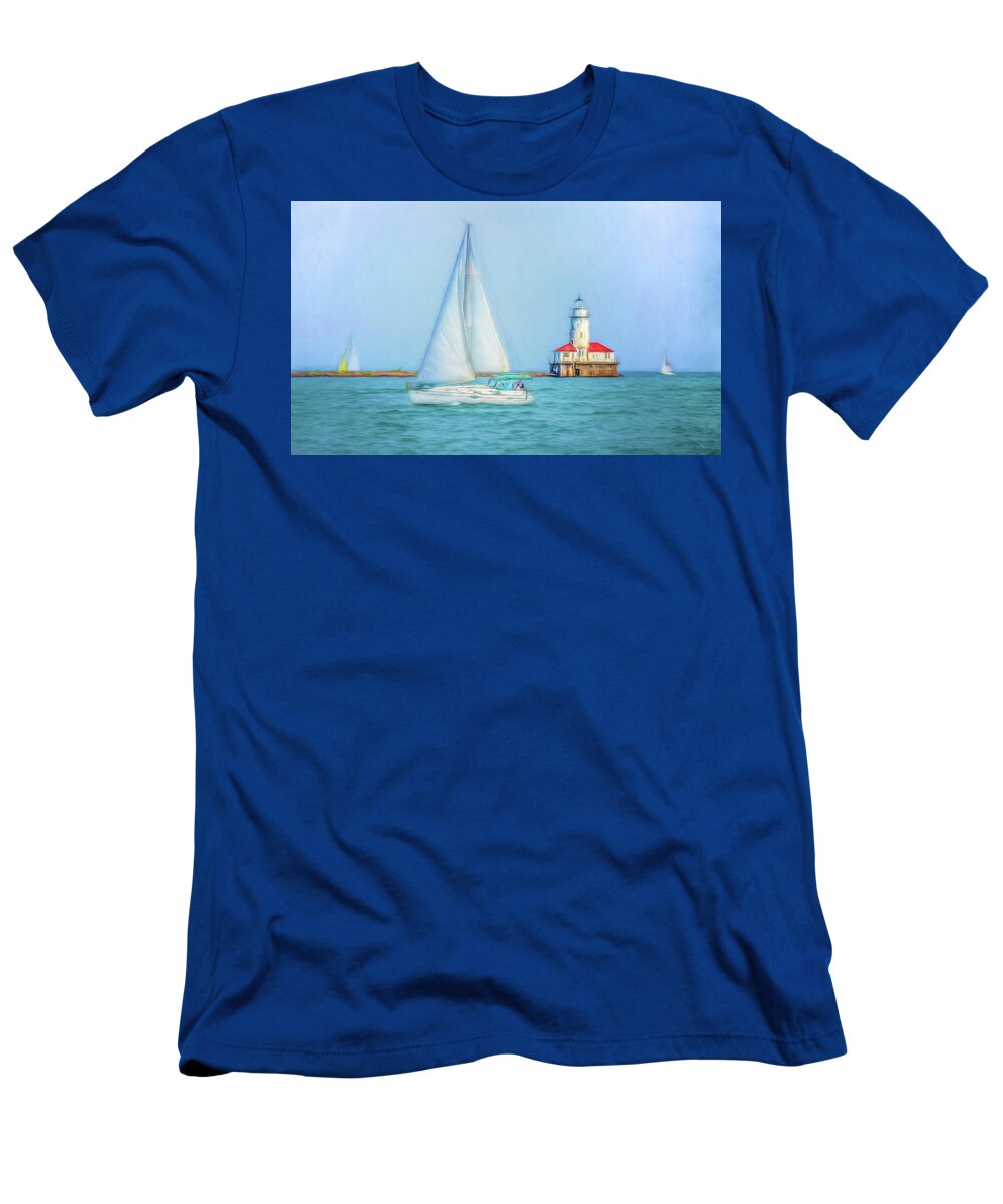 Sail Boats T-Shirt featuring the photograph Passing The Lighthouse by Kevin Lane