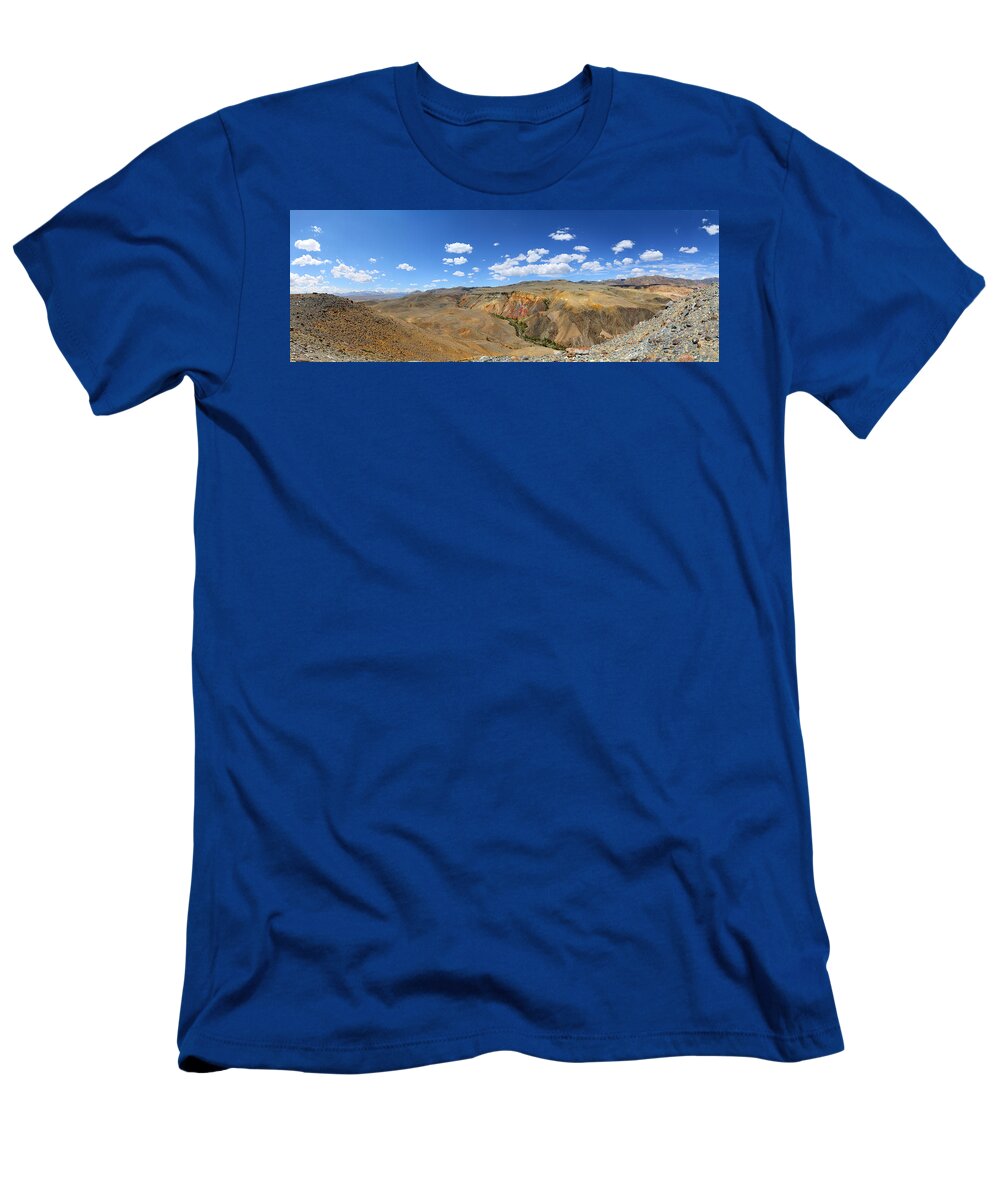 Landscape T-Shirt featuring the photograph Panorama with deposit of colorful clay #1 by Mikhail Kokhanchikov