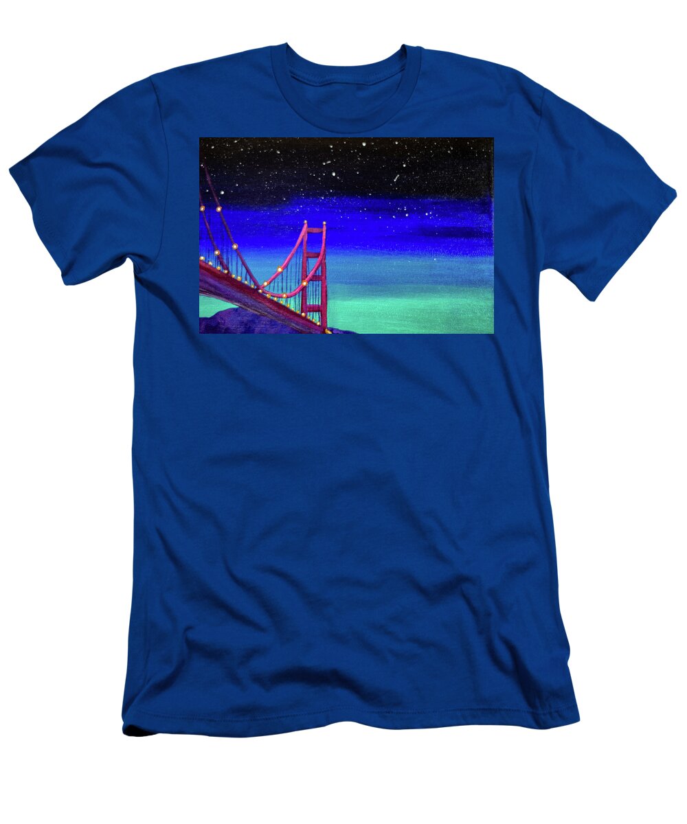 Golden Gate Bridge T-Shirt featuring the painting The Empty Feeling of New #1 by Ashley Wright