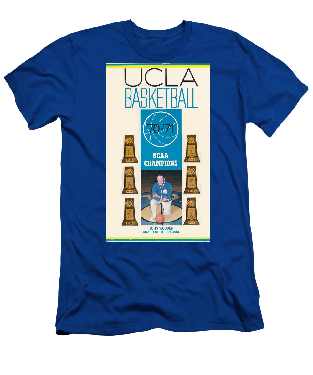 Ucla Basketball T-Shirt featuring the mixed media 1970 UCLA Basketball Art by Row One Brand