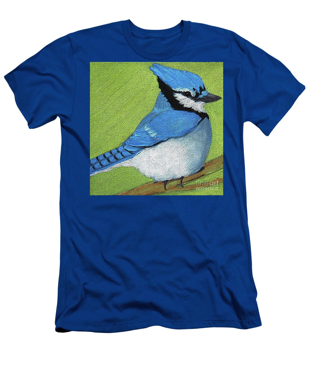 Bird T-Shirt featuring the painting 21 Blue Jay by Victoria Page