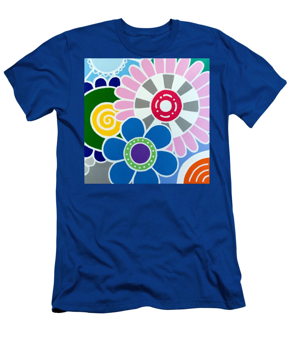 Flowers T-Shirt featuring the painting 9 Blooms by Beth Ann Scott