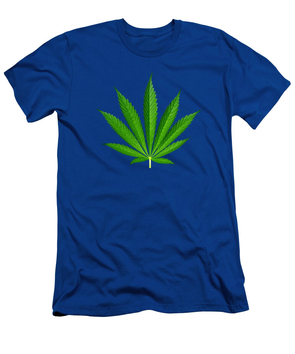 Cannabis T-Shirt featuring the photograph 9-Point Cannabis Leaf White Background by Luke Moore