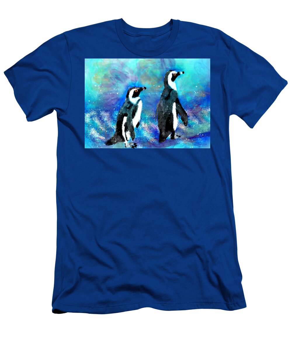 Penguin T-Shirt featuring the painting A Magical Walk by Monica Resinger