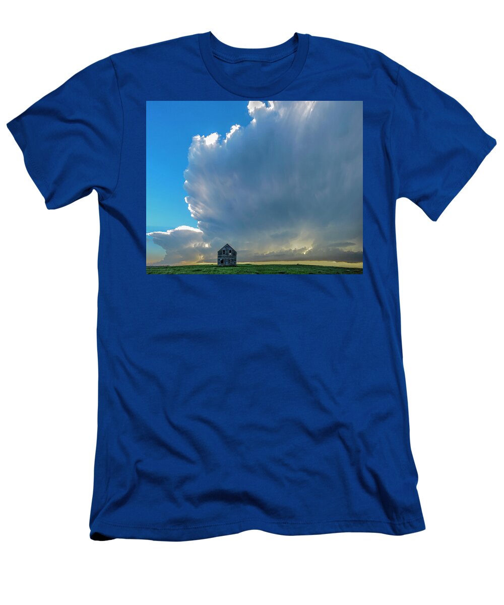 Storm T-Shirt featuring the photograph Abandoned on the Northern Plains by Laura Hedien