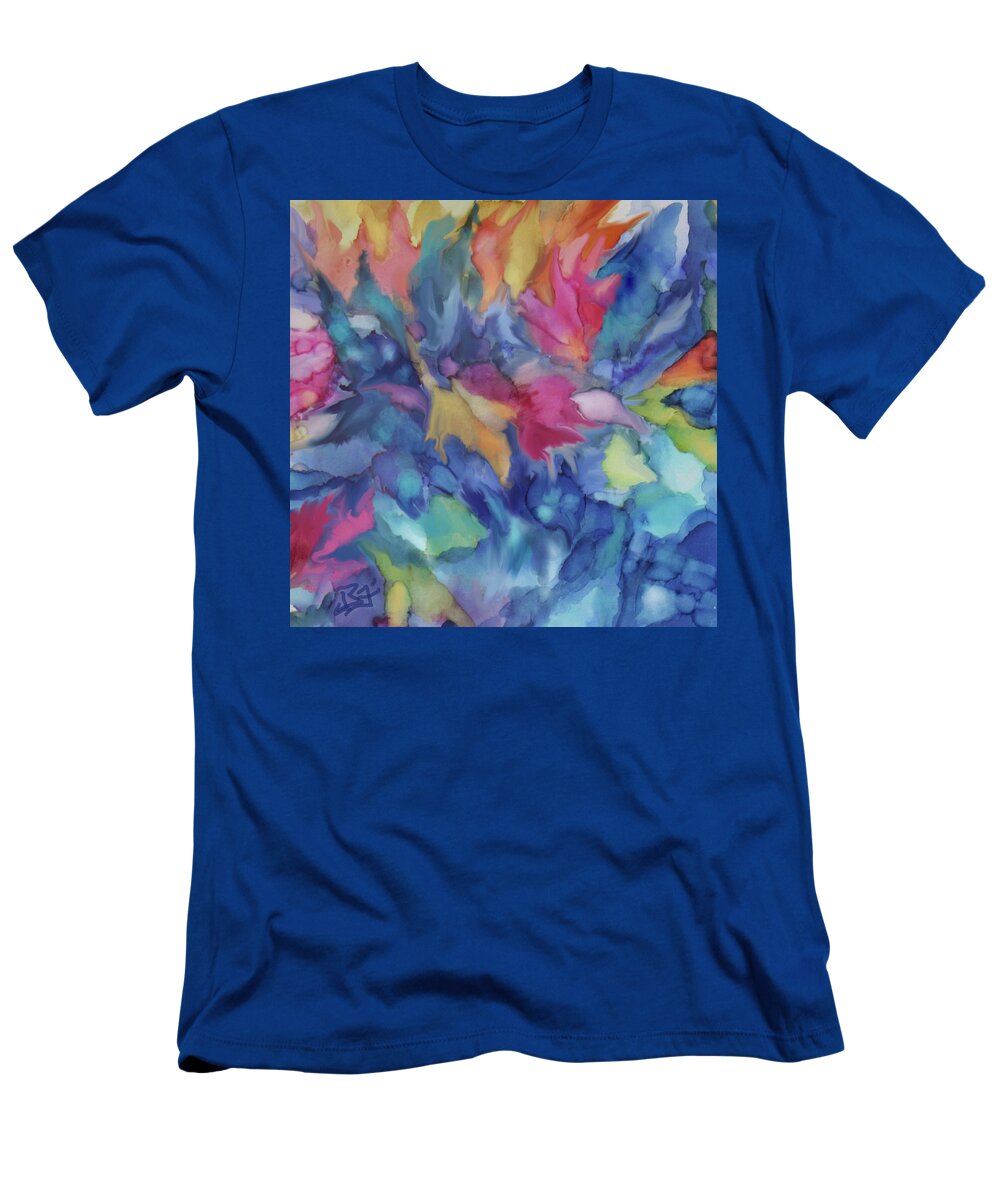Alcohol Ink T-Shirt featuring the painting Abstract #324 by Jean Batzell Fitzgerald