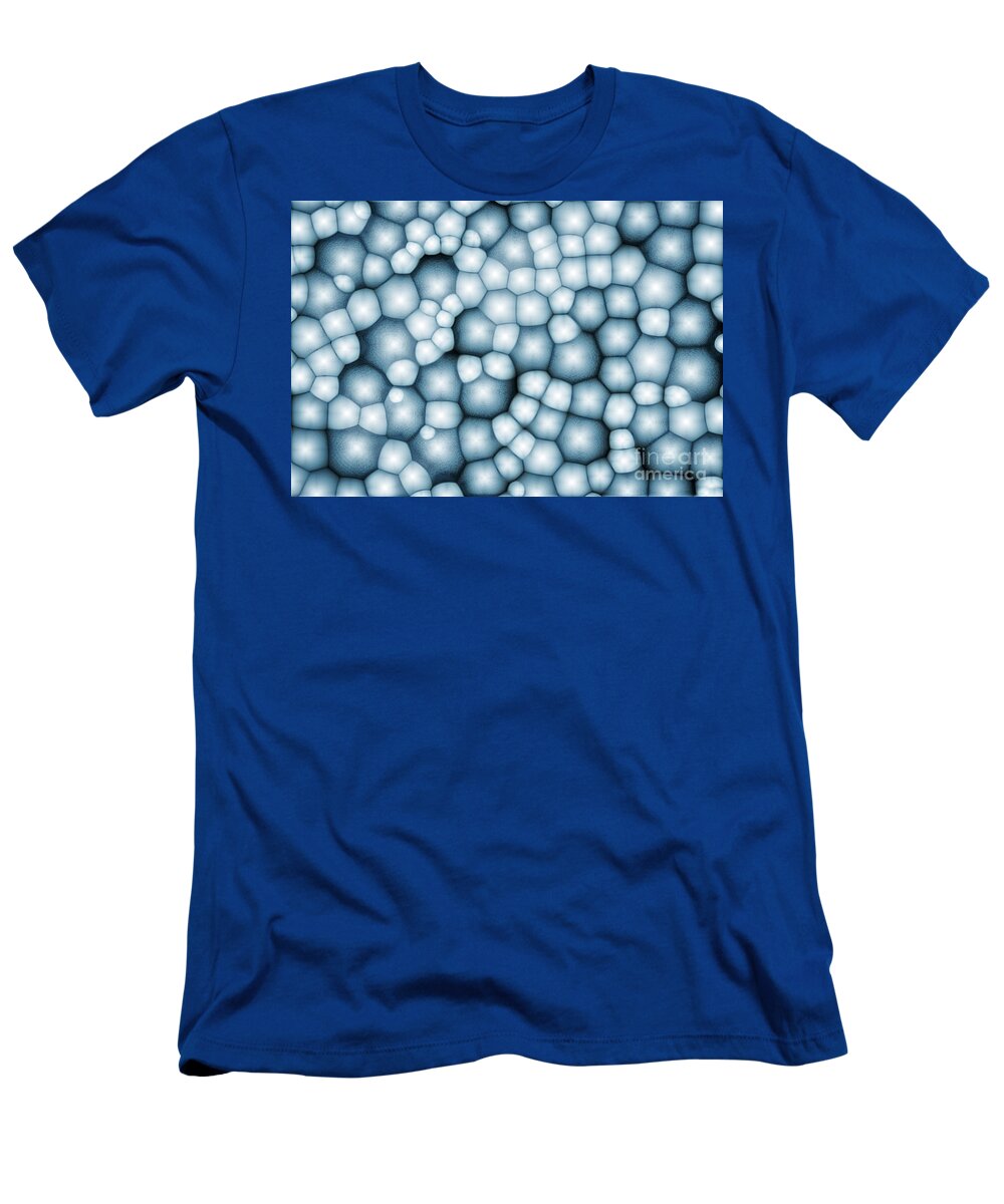 Blue T-Shirt featuring the digital art Abstract Blue Bubbles by Phil Perkins