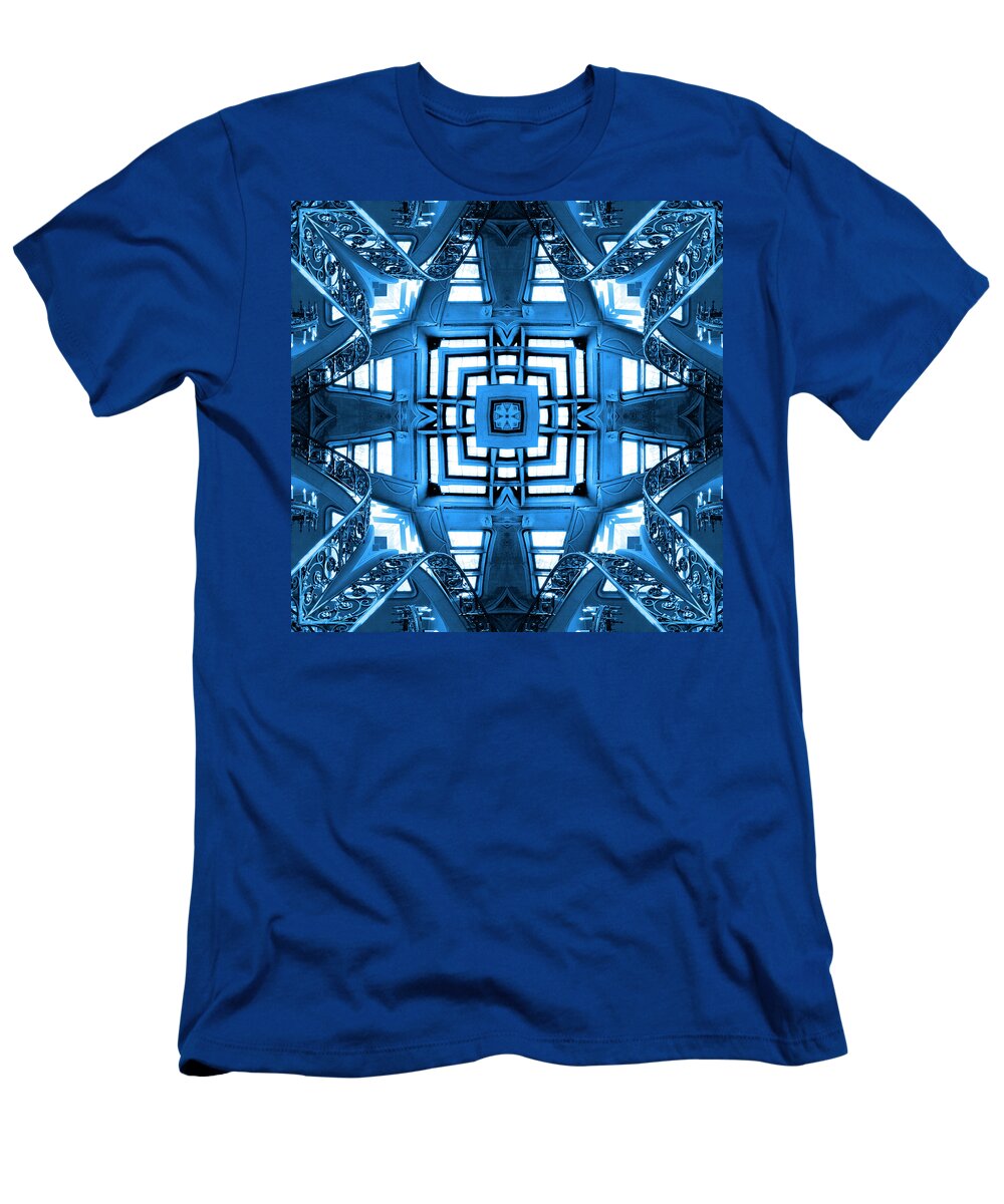 Abstract Stairs T-Shirt featuring the photograph Abstract Stairs 5 in Blue by Mike McGlothlen