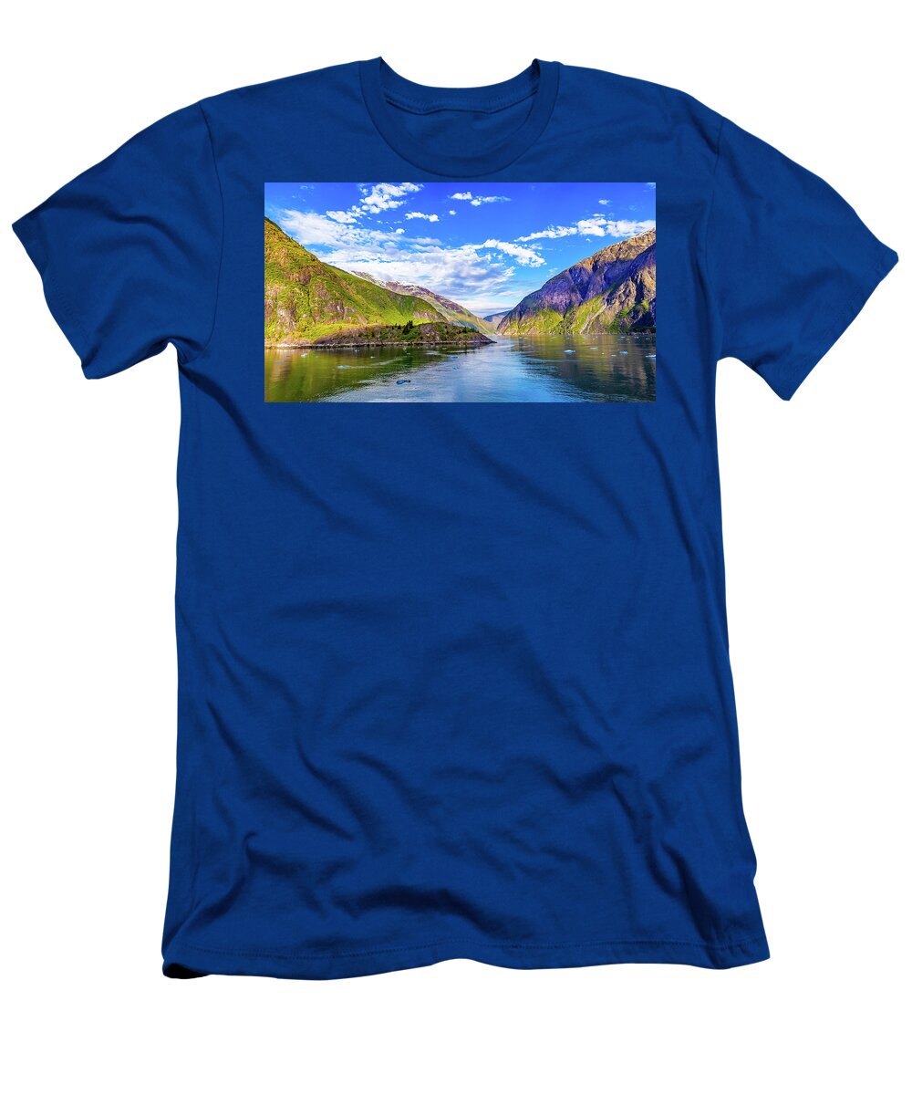Alaska T-Shirt featuring the digital art Alaska Inside Passage colors at Dusk II by SnapHappy Photos