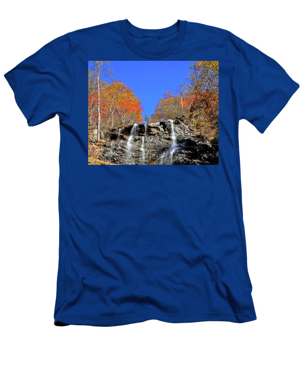 Waterfall T-Shirt featuring the photograph Amicalola Falls - Georgia - Fall View by Richard Krebs