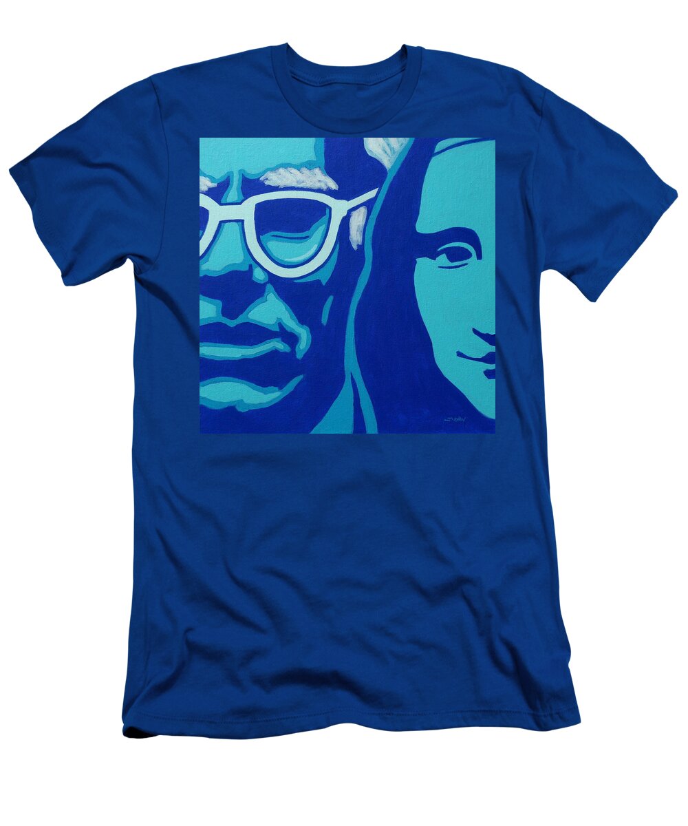 Monalisa T-Shirt featuring the painting Andy Warhol and The Mona Lisa by John Nolan