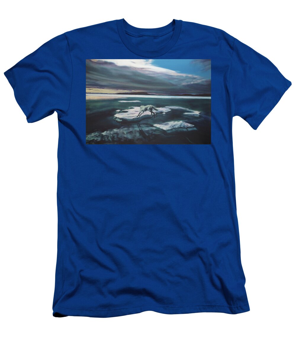 Realism T-Shirt featuring the painting Arctic Wolf by Sean Connolly