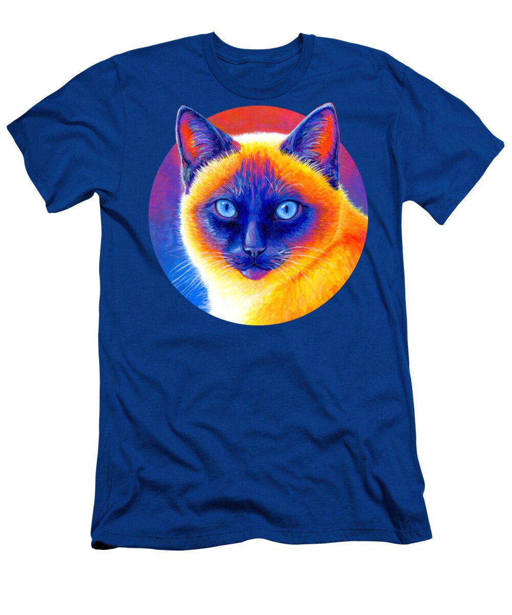 Siamese Cat T-Shirt featuring the painting Jewel of the Orient - Colorful Siamese Cat by Rebecca Wang