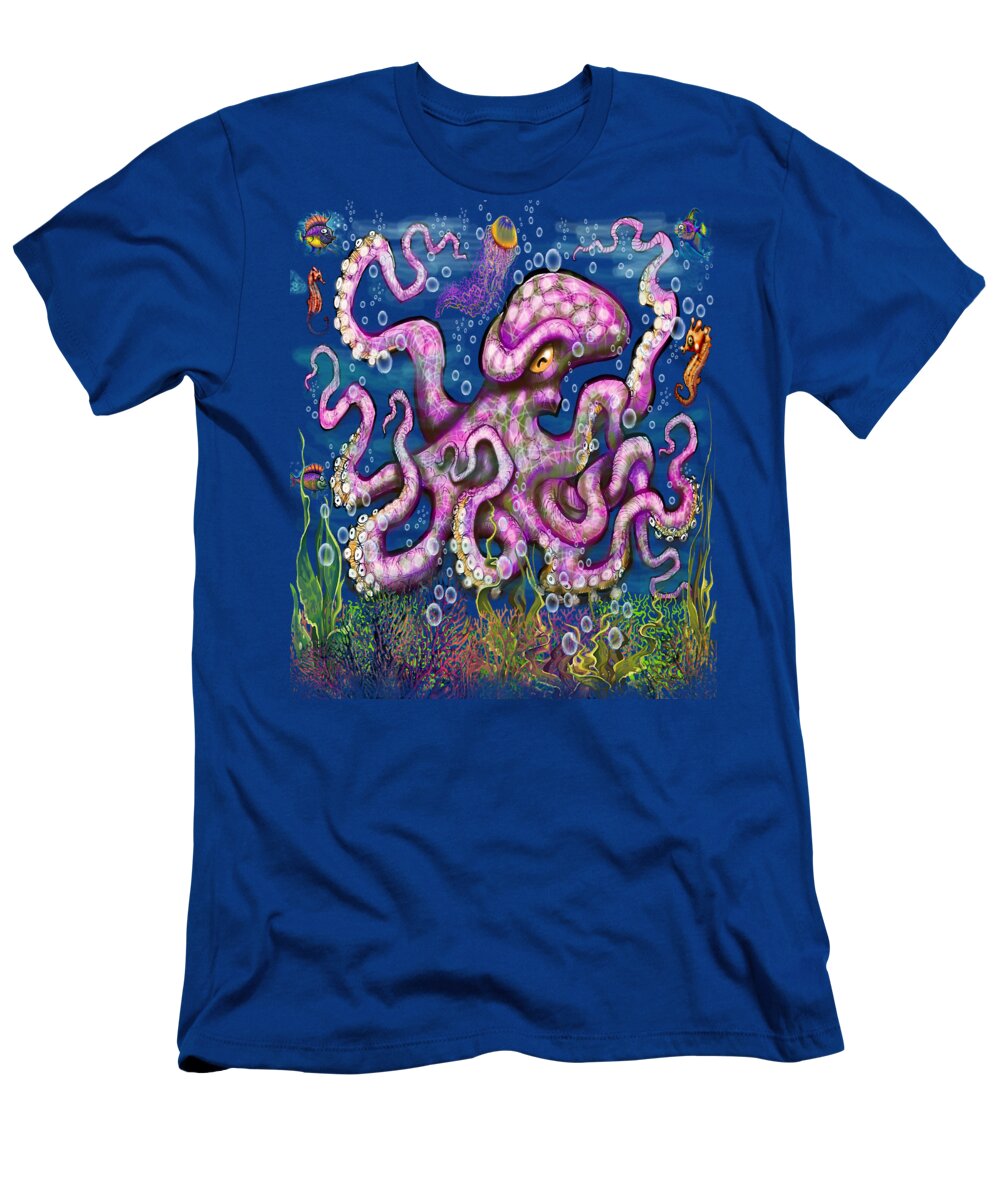 Octopus T-Shirt featuring the digital art Undersea Garden Party by Kevin Middleton
