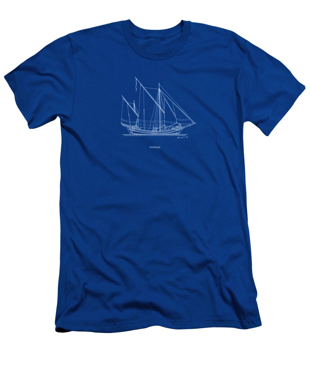 Historic Vessels T-Shirt featuring the drawing Tartana - traditional Greek sailing ship - blueprint by Panagiotis Mastrantonis