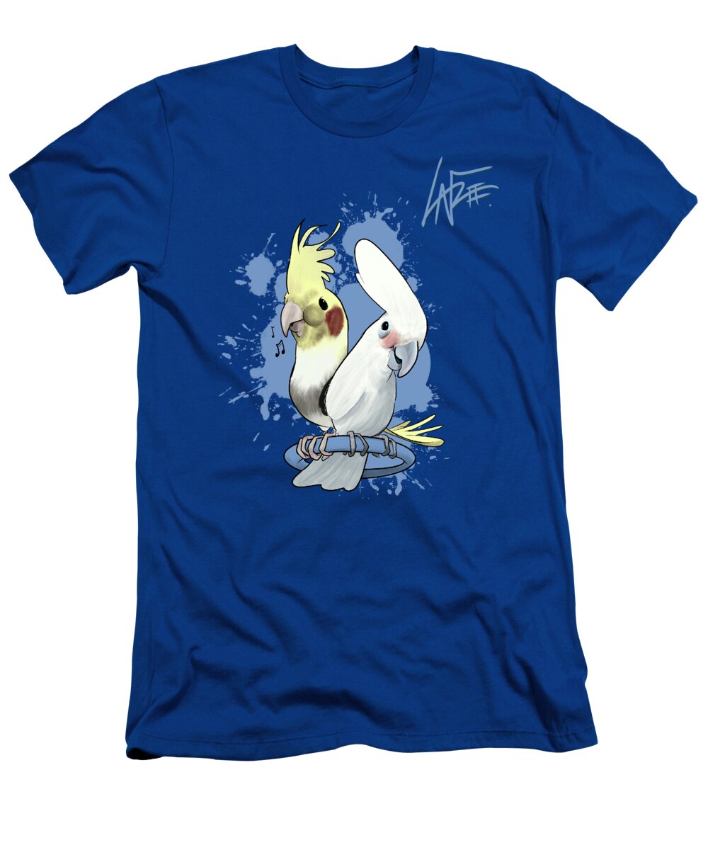 Birds T-Shirt featuring the drawing Two Birds by John LaFree