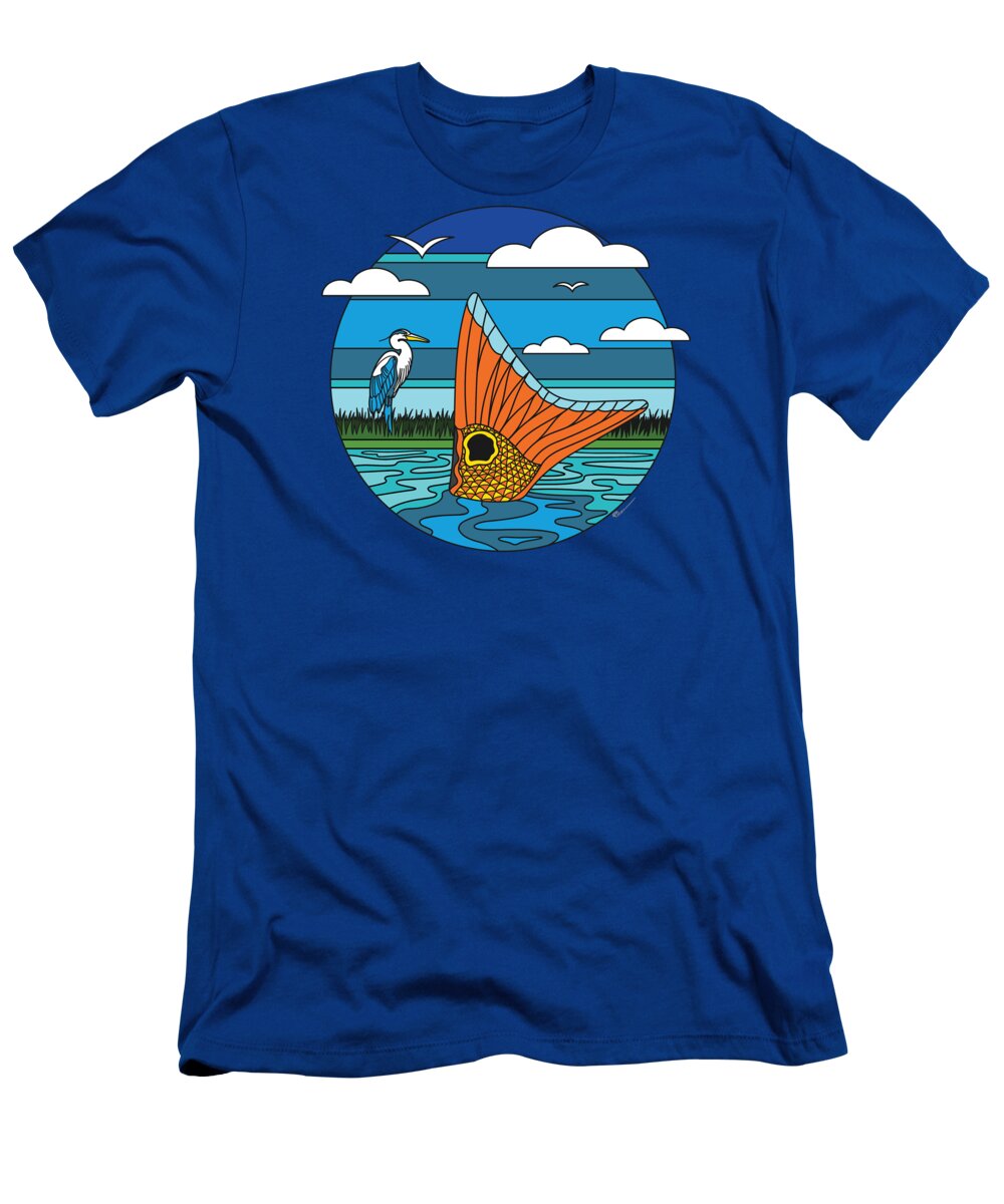 Redfish T-Shirt featuring the digital art Retro Tailer by Kevin Putman