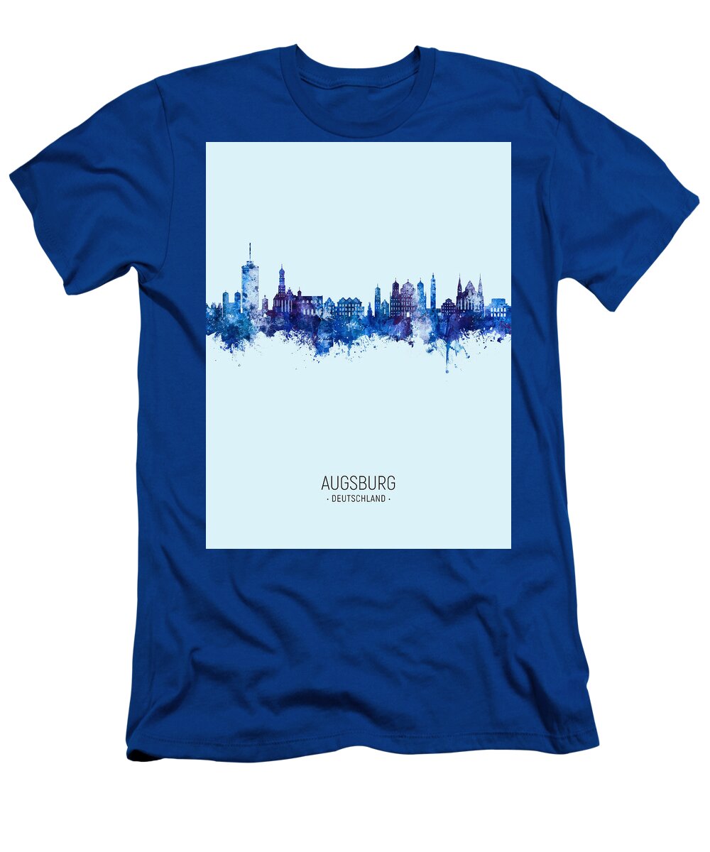 Augsburg T-Shirt featuring the digital art Augsburg Germany Skyline #75 by Michael Tompsett