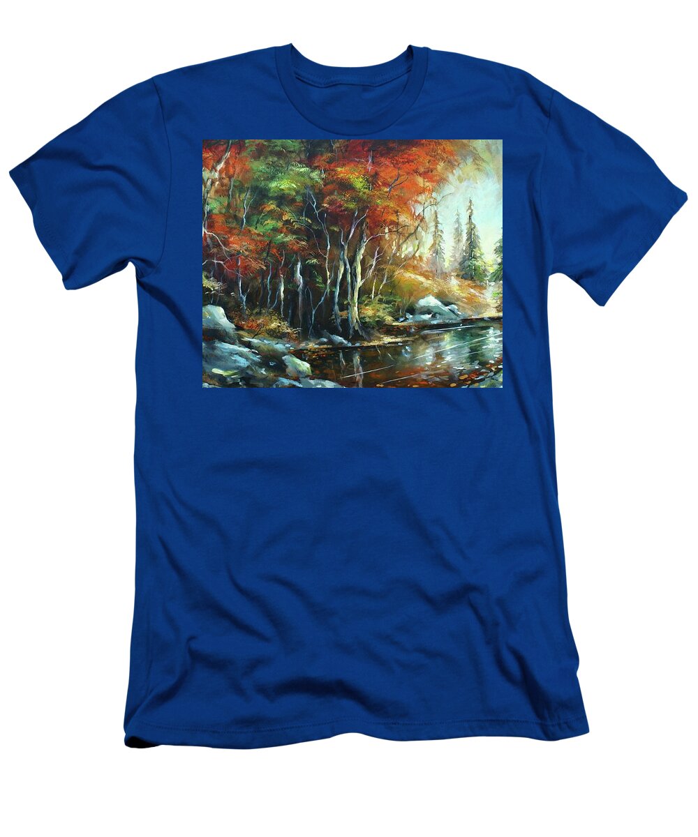 Landscape T-Shirt featuring the painting Autumn Light by Michael Lang
