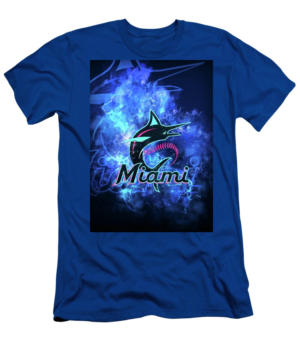 Baseball Red Blue Miami Marlins T-Shirt by Leith Huber - Fine Art America