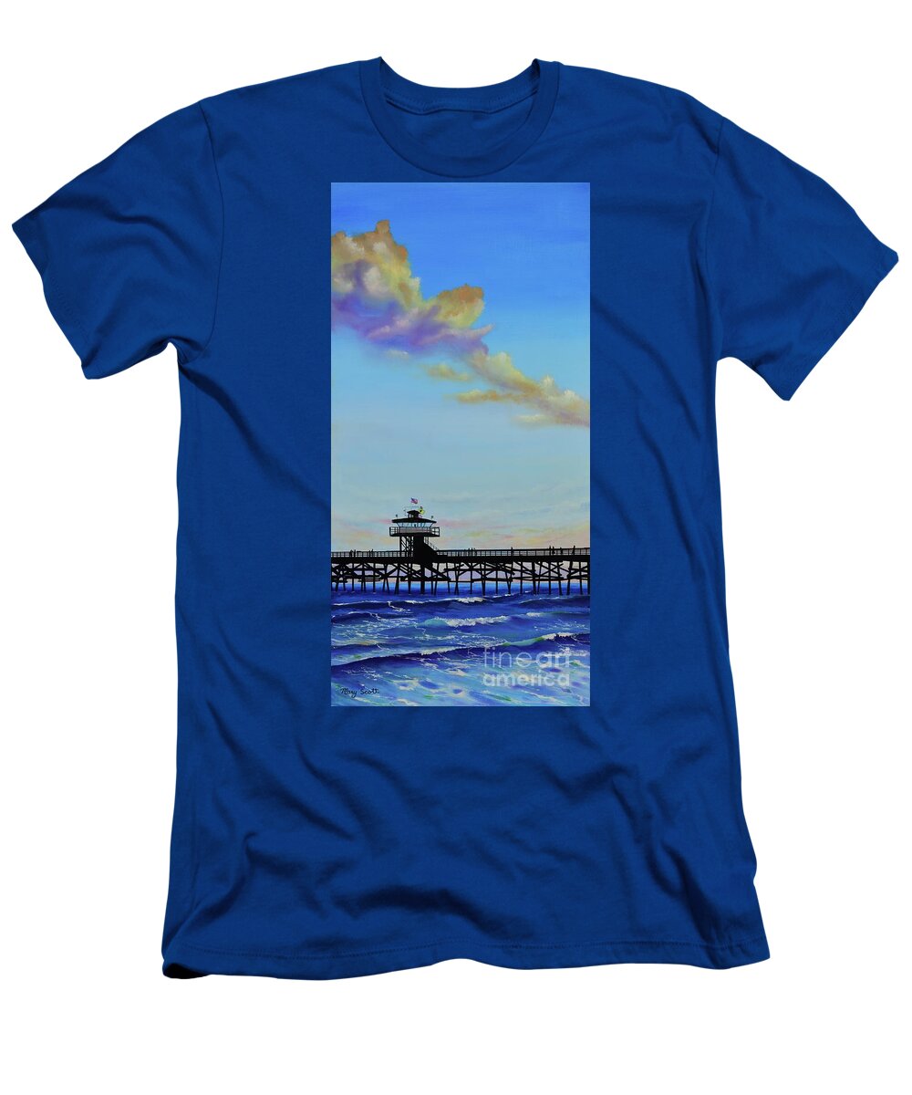 Pier T-Shirt featuring the painting Beautiful San Clemente by Mary Scott