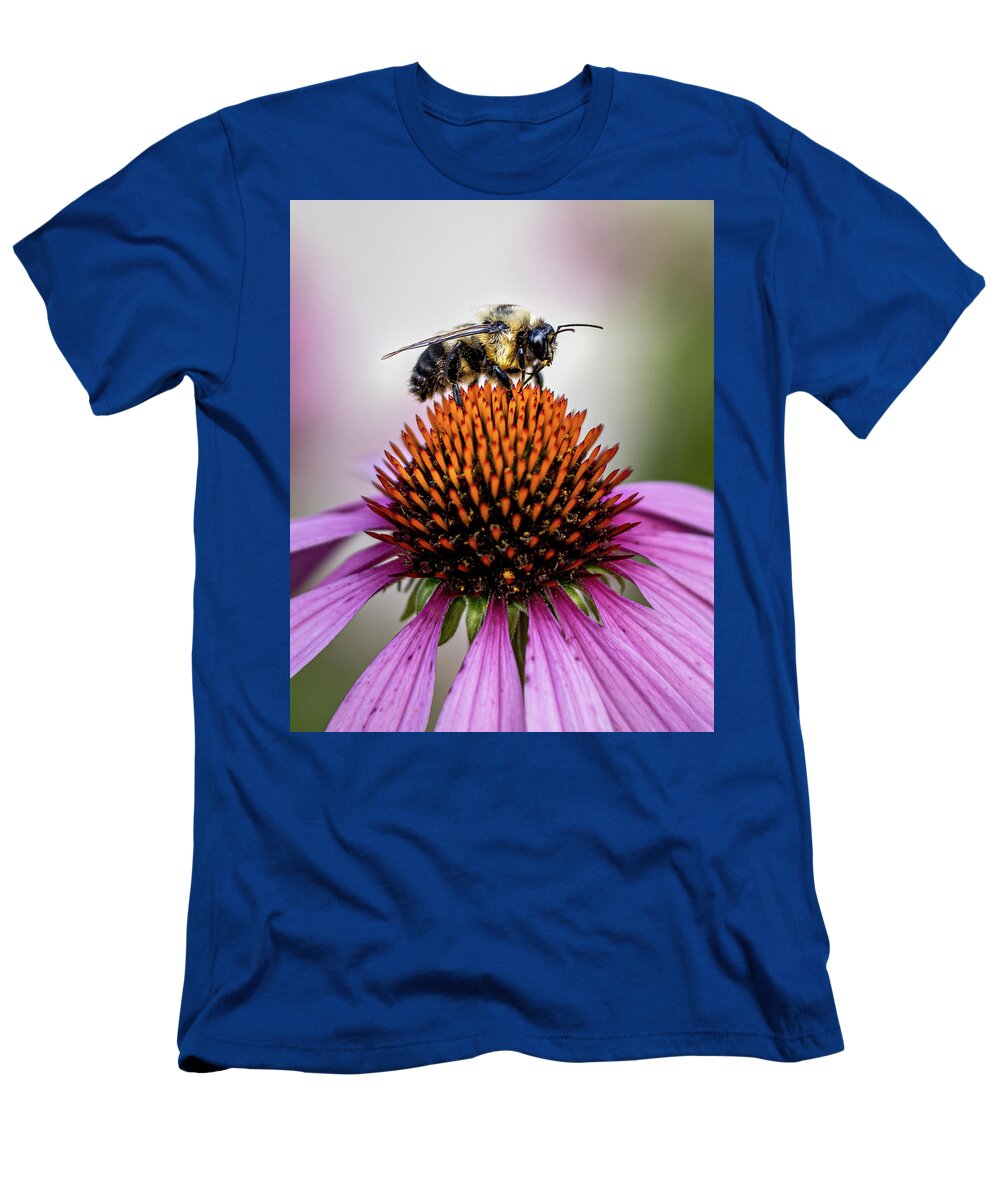 Bee T-Shirt featuring the photograph Bee claiming the flower by Rick Nelson