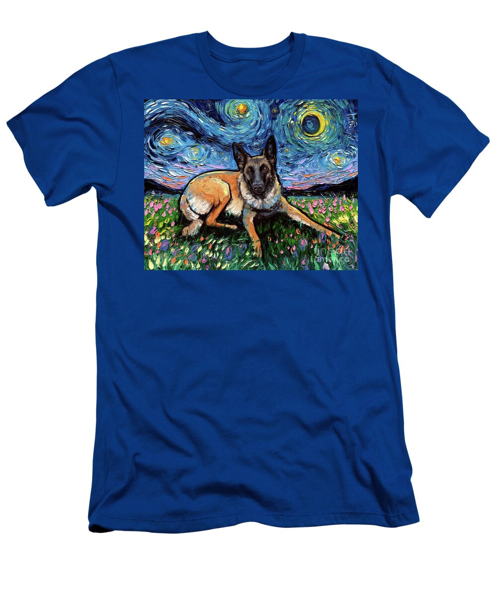 Belgian Malinois T-Shirt featuring the painting Belgian Malinois by Aja Trier