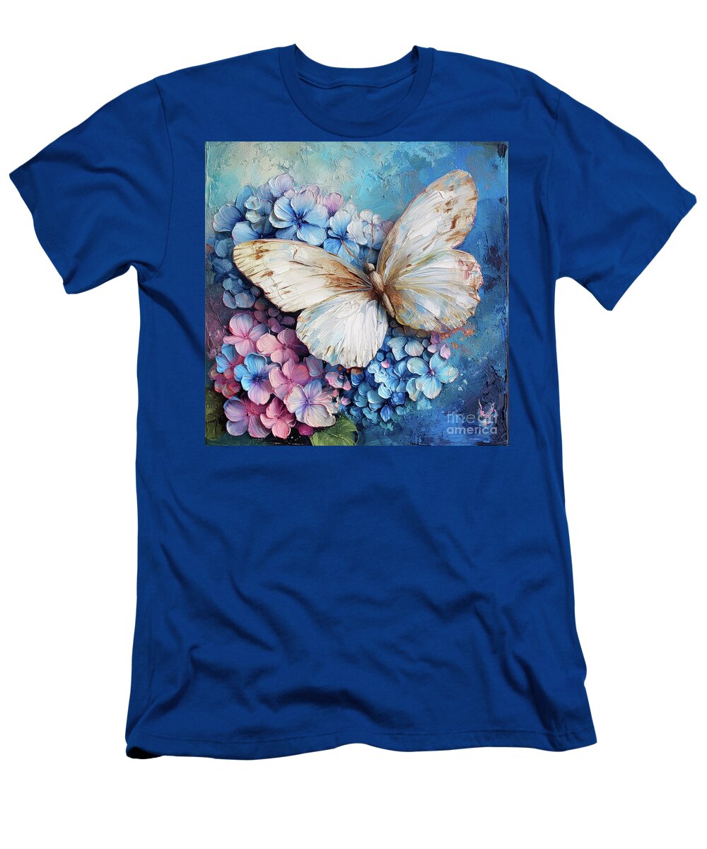 Butterfly T-Shirt featuring the painting Big White Butterfly by Tina LeCour
