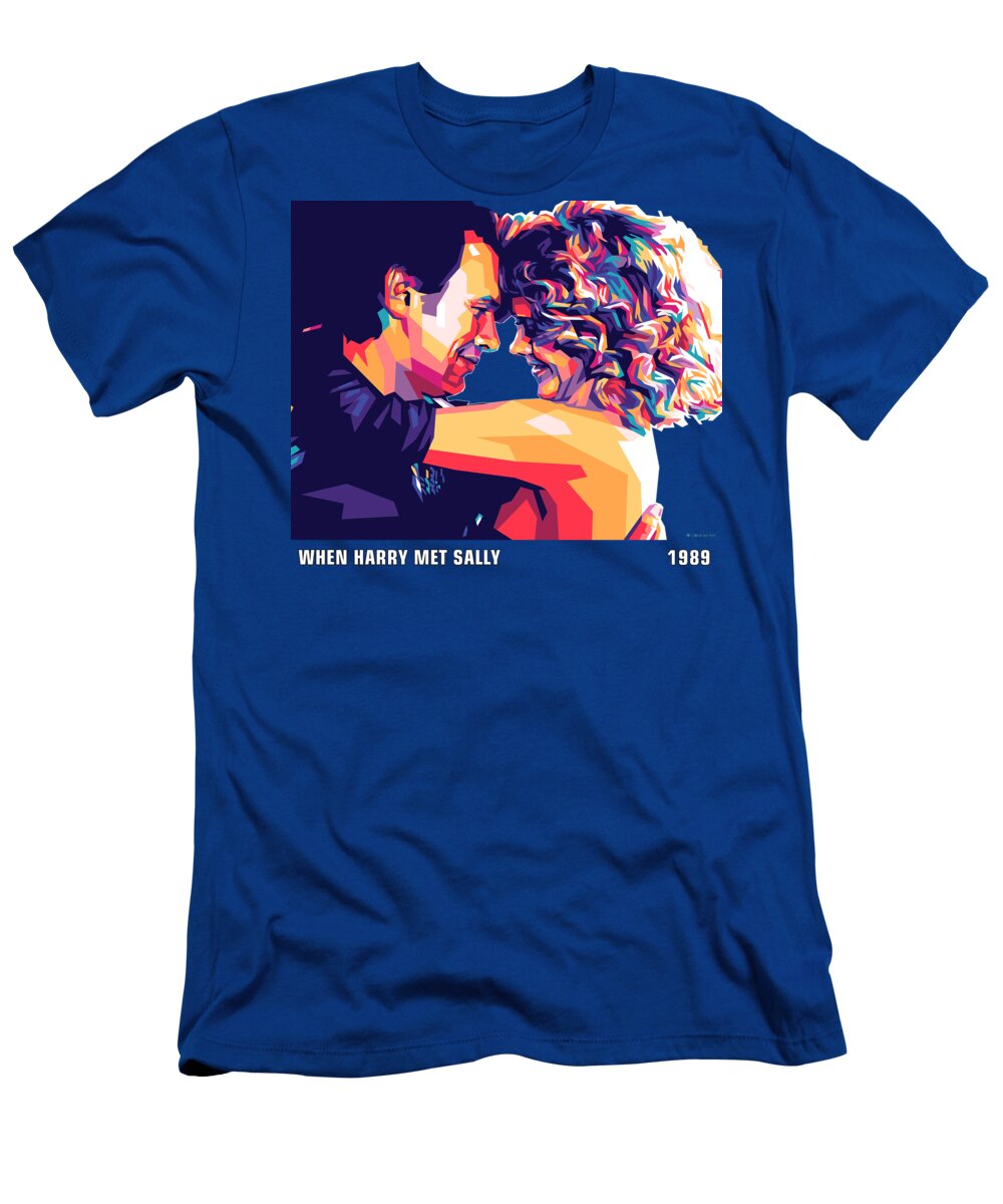 Billy Crystal T-Shirt featuring the mixed media Billy Crystal and Meg Ryan by Movie World Posters