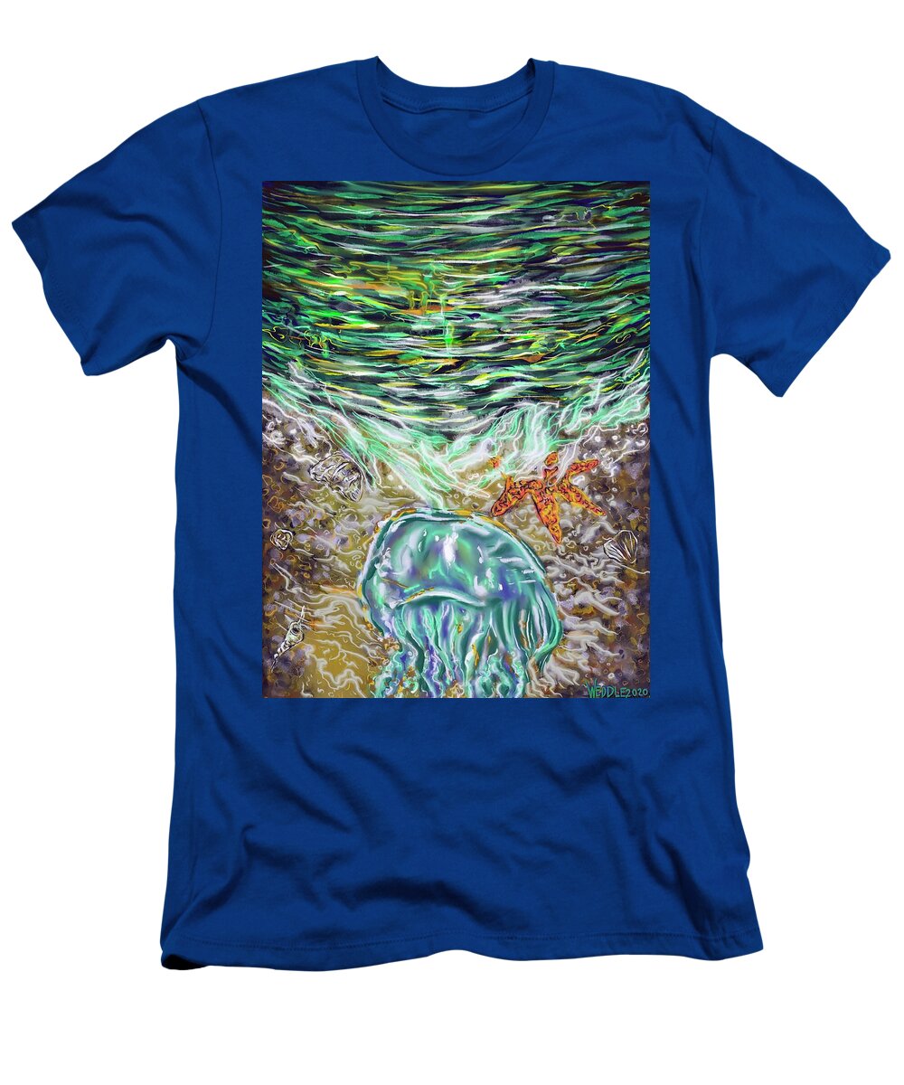  Seascape T-Shirt featuring the digital art Bioluminescence by Angela Weddle