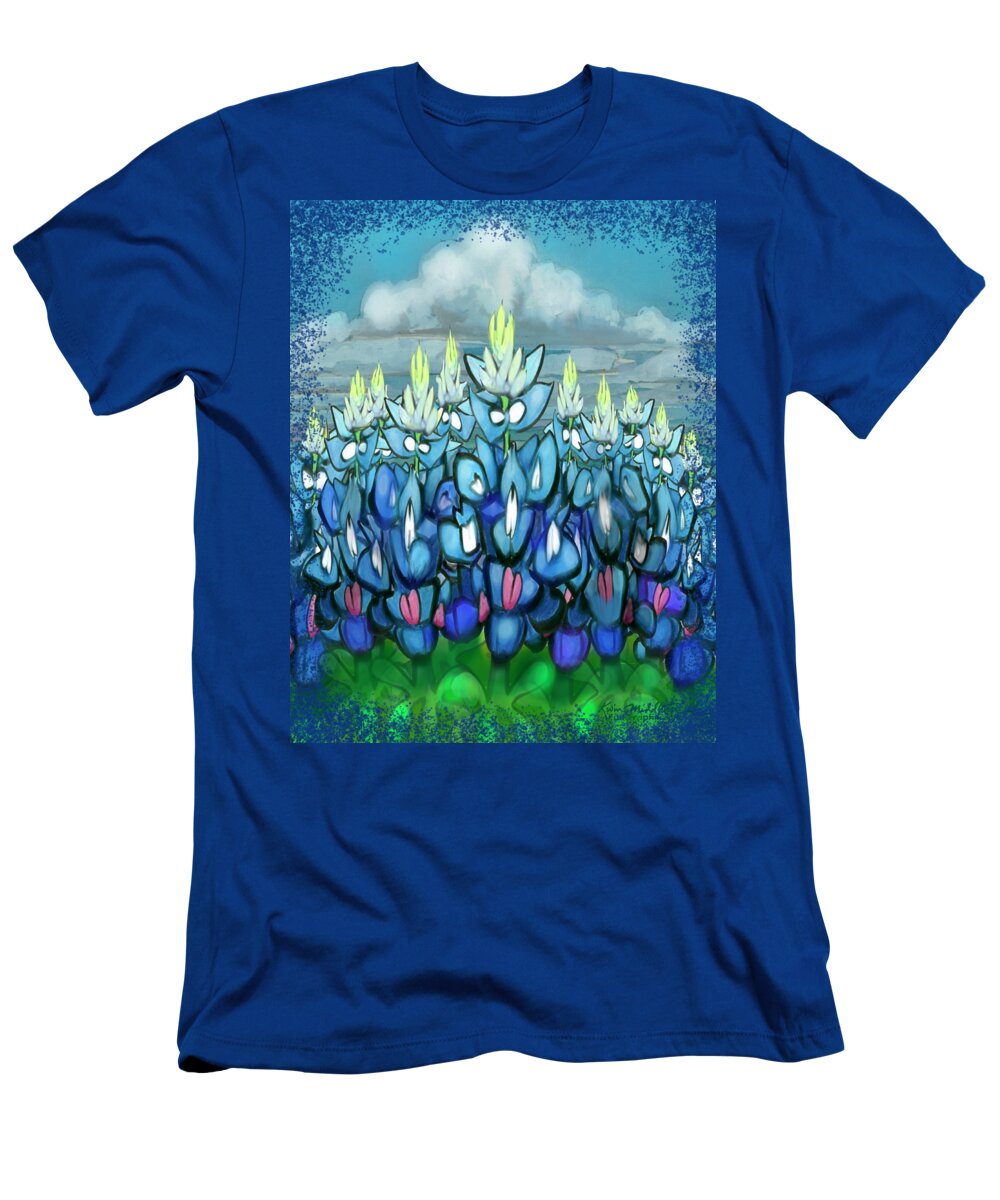 Bluebonnet T-Shirt featuring the digital art Bluebonnet Country Scene by Kevin Middleton